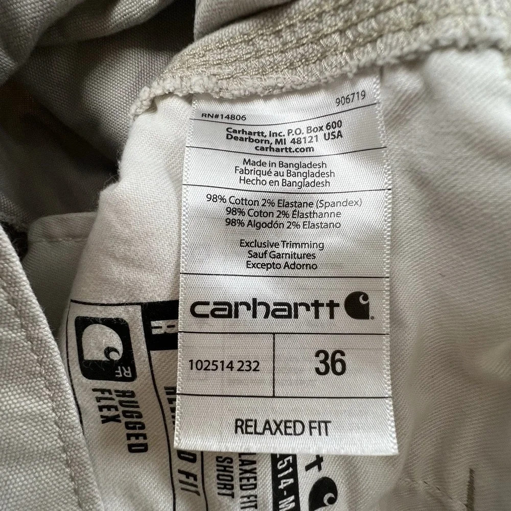 Carhartt Mens 36 Tan Rugged Flex Relaxed Fit Canvas Work Short 9
